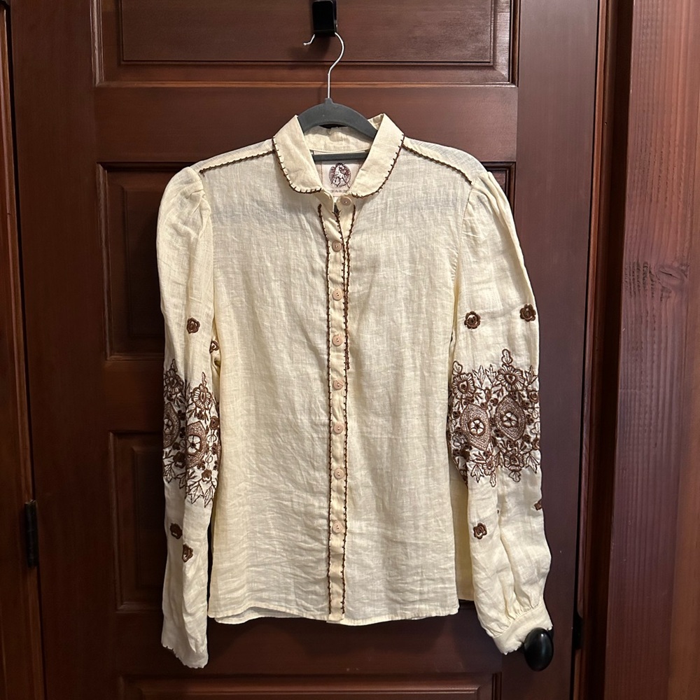 Chasing Unicorns Lover's Rock Cutwork Embroidered Blouse Size L - Picture 5 of 10